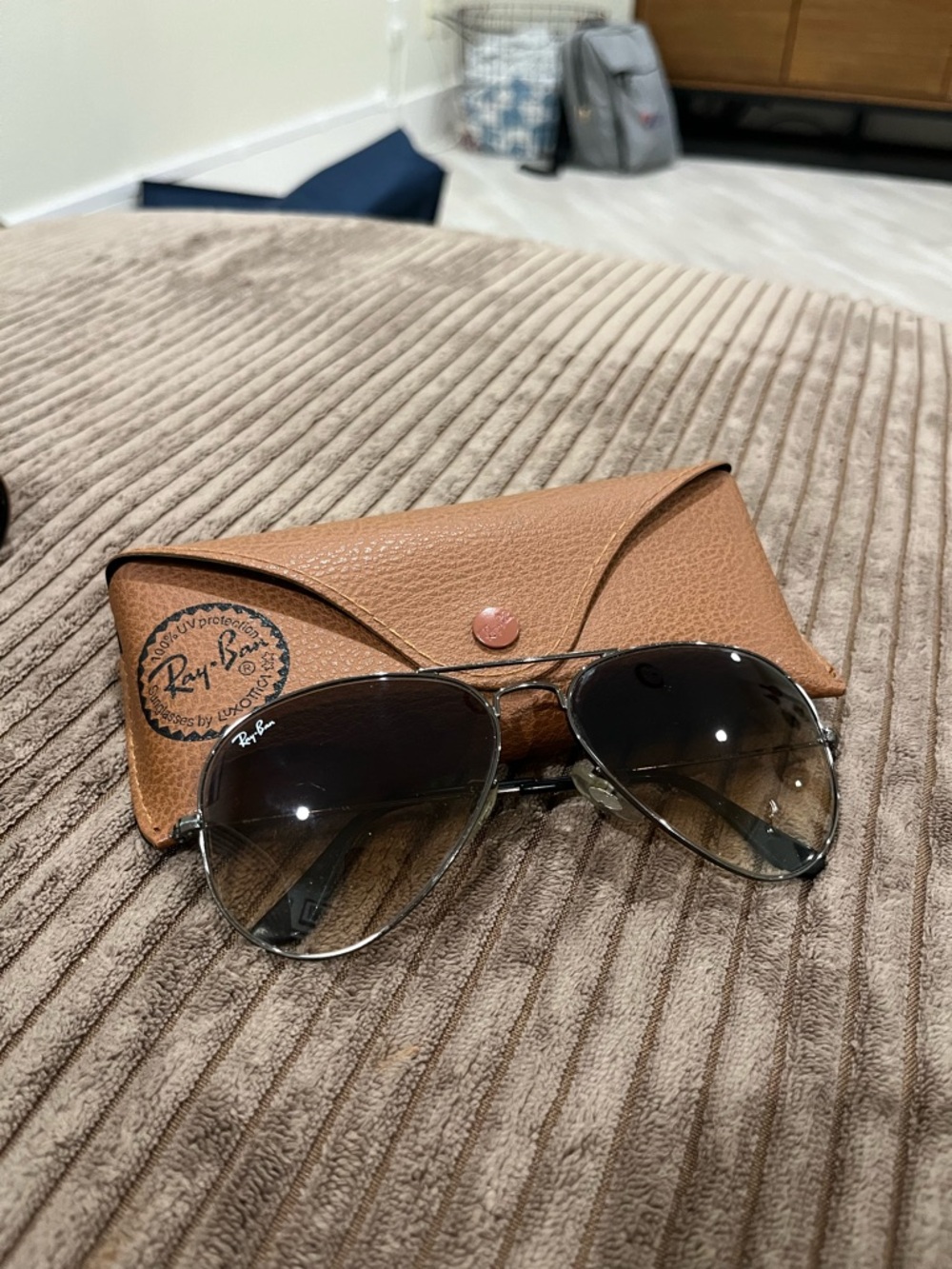 Ray-Ban Women's Silver Frame Brown Gradient Aviator Sunglasses